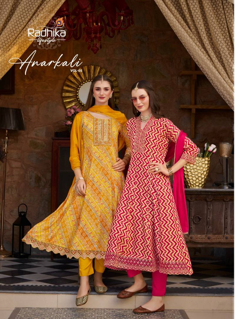 Radhika Anarkali Vol 5 Anarkali Printed Kurti Pant With Dupatta