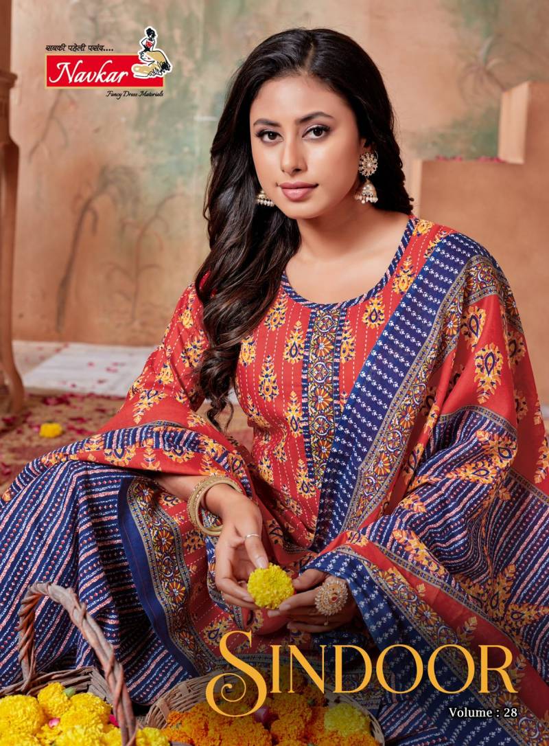Navkar Sindoor Vol 28 Cotton Kurti Bottom With Dupatta