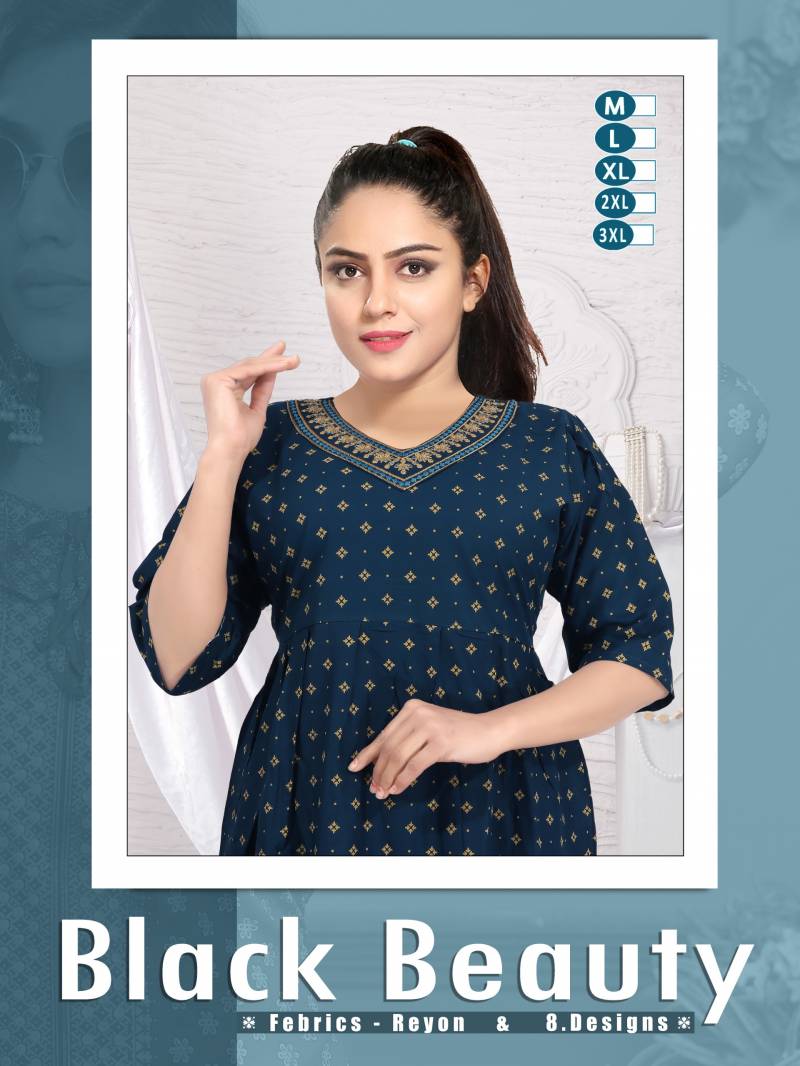Trendy Black Beauty Daily Wear Kurtis Collection