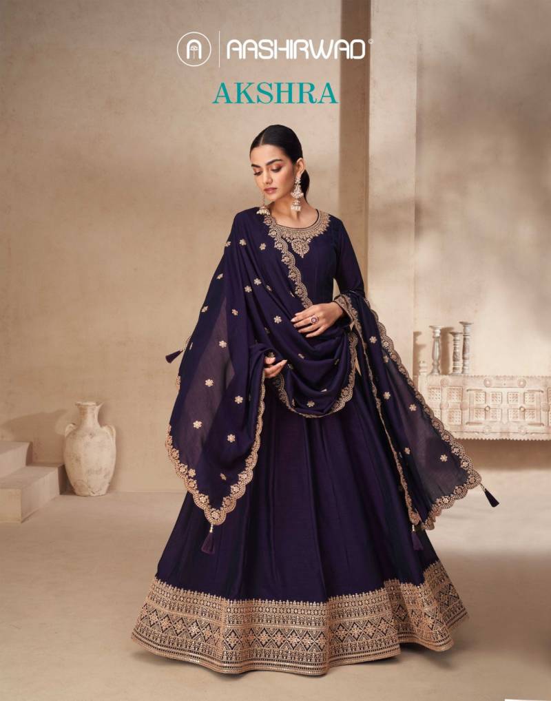Aashirwad Akshra Designer Gown With Dupatta Collection