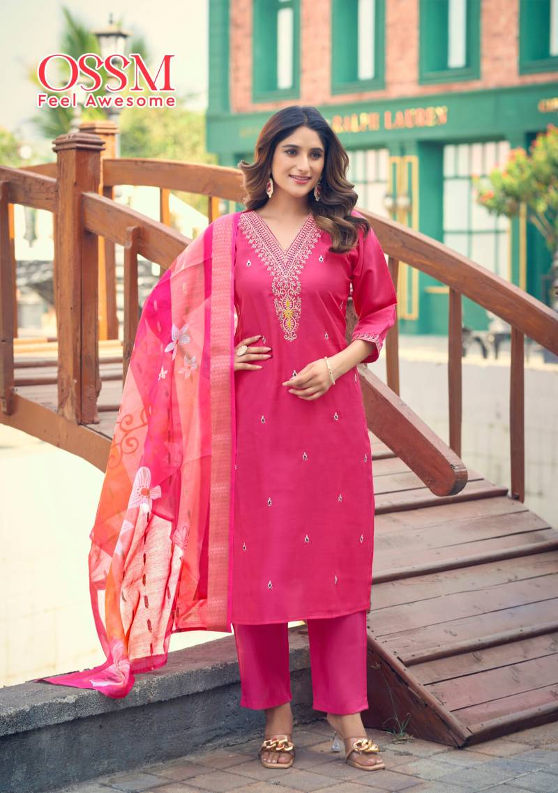 Ossm Nusrat Vol 2 Silk Kurti Pant With Dupatta