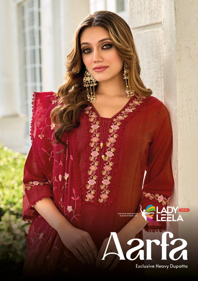 Lady Leela Aarfa Embroidery Kurti Bottom With Dupatta Collection