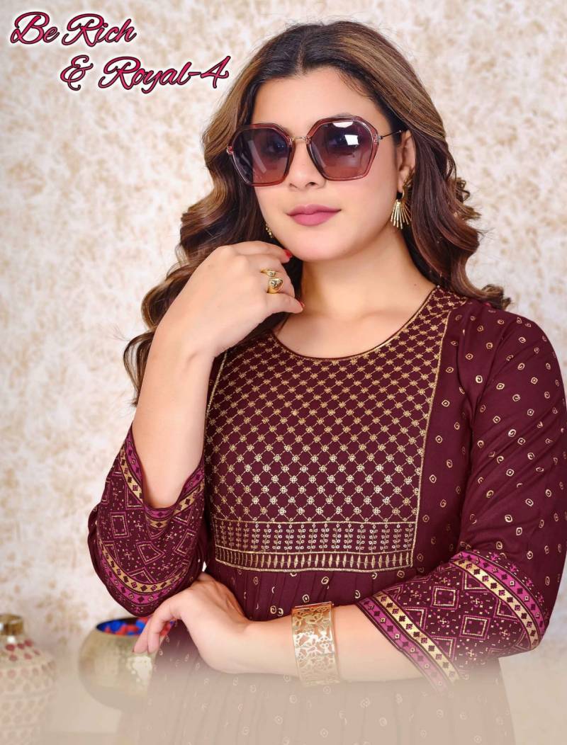 Beauty Queen Be Rich And Royal 4 Printed Long Kurtis Collection