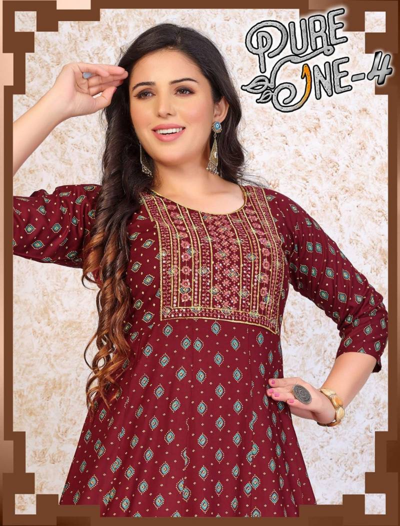 Beauty Queen Pure One 4 Printed Long Kurtis Collection
