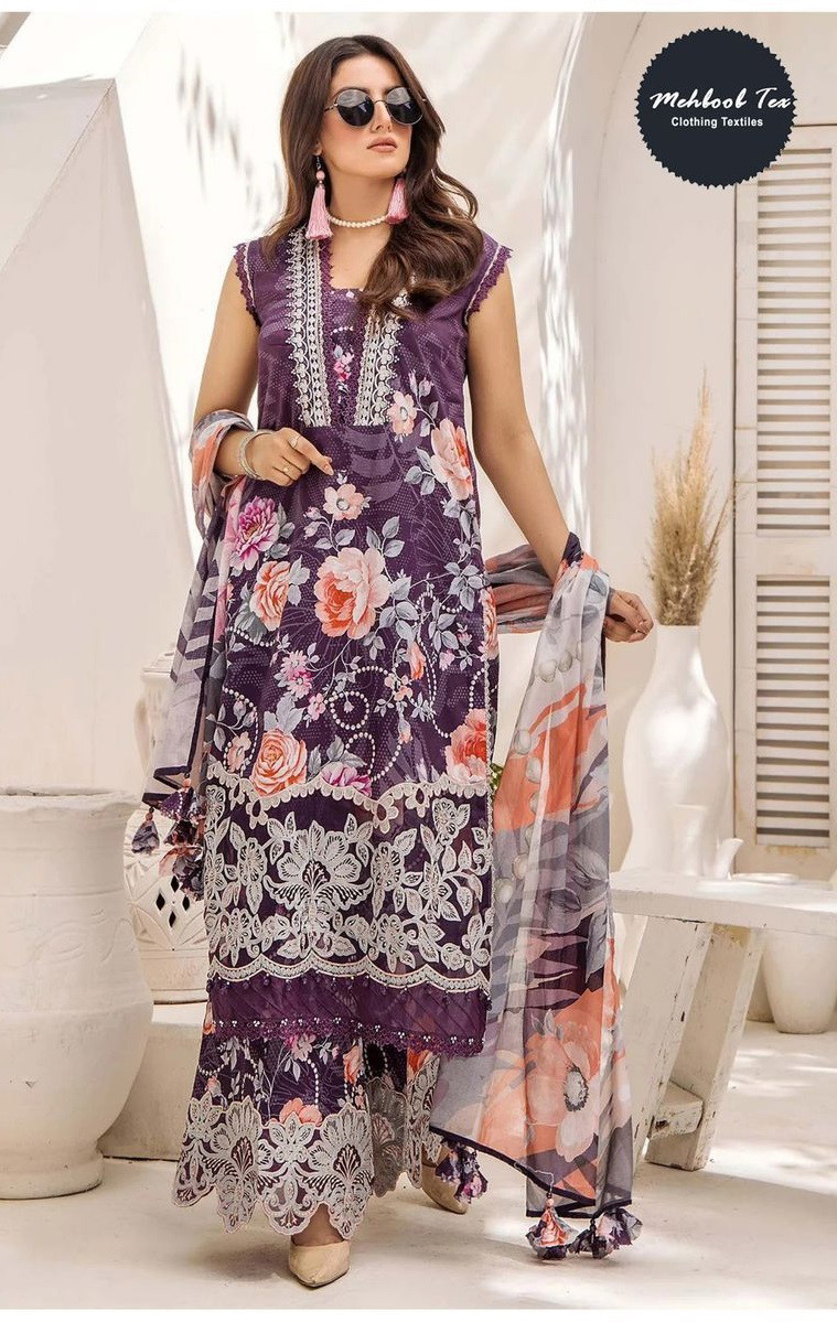 Mehboob Tex 1525 And 1531 Pakistani Suits Chiffon Dupatta