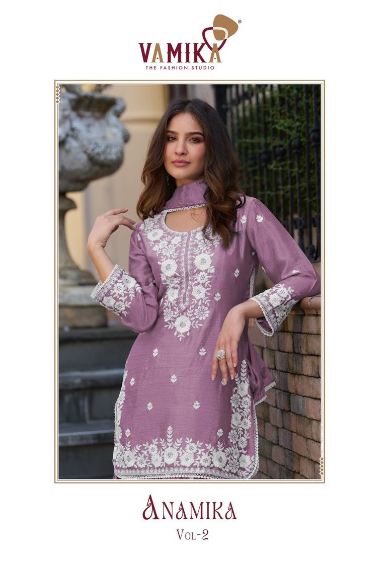 Vamika Anamika Vol 2 Designer Kurti Palazzo With Dupatta Collection
