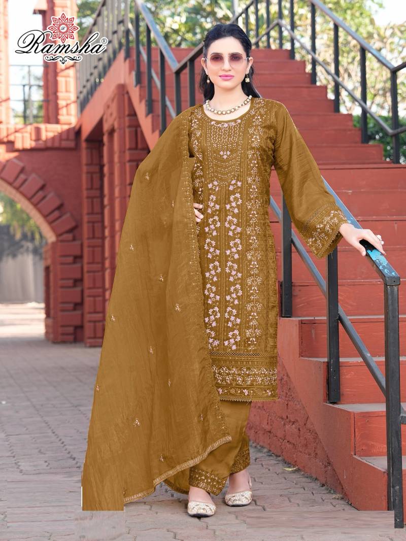 Ramsha R 1252 Nx Gold Crush Ready Made Pakistani Salwar Suits