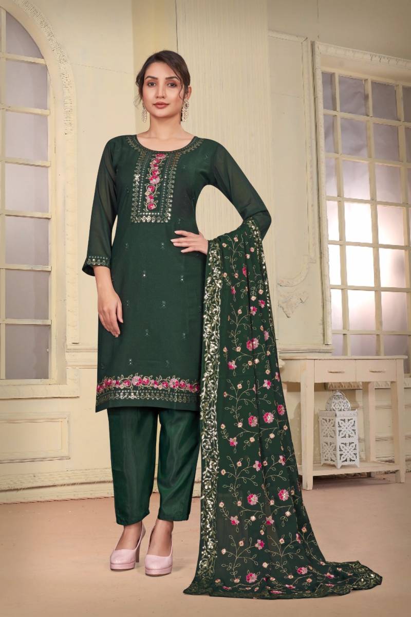 Zeeya Gopi Star Embroidered Kurti Pant With Dupatta Collection