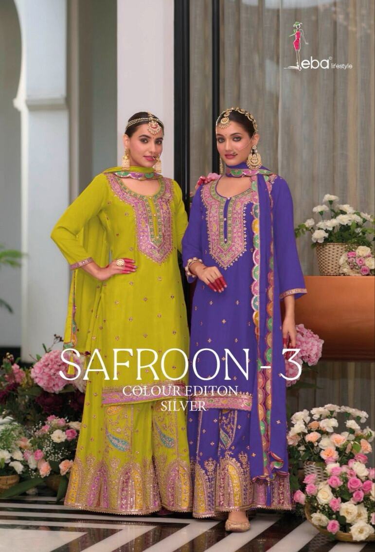Eba Safroon Vol 3 Color Silver Ready Made Salwar Suits Collection