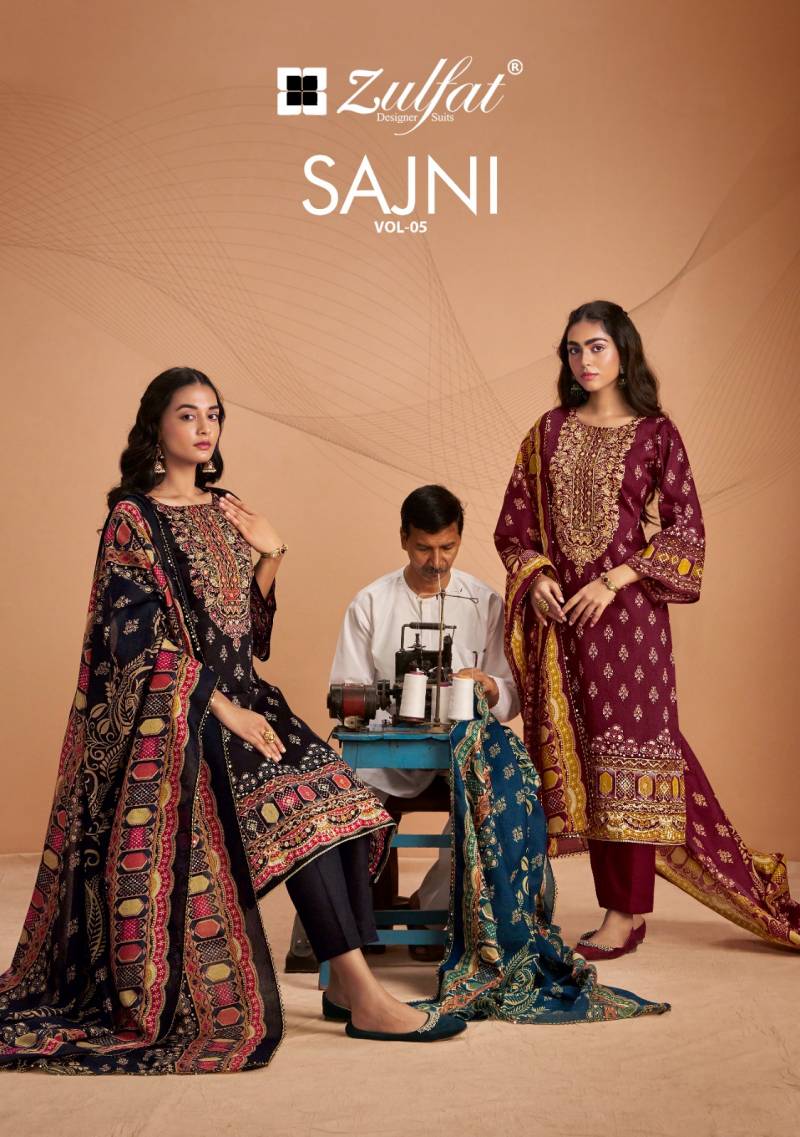Zulfat Sajni Vol 5 Jam Cotton Dress Material Collection