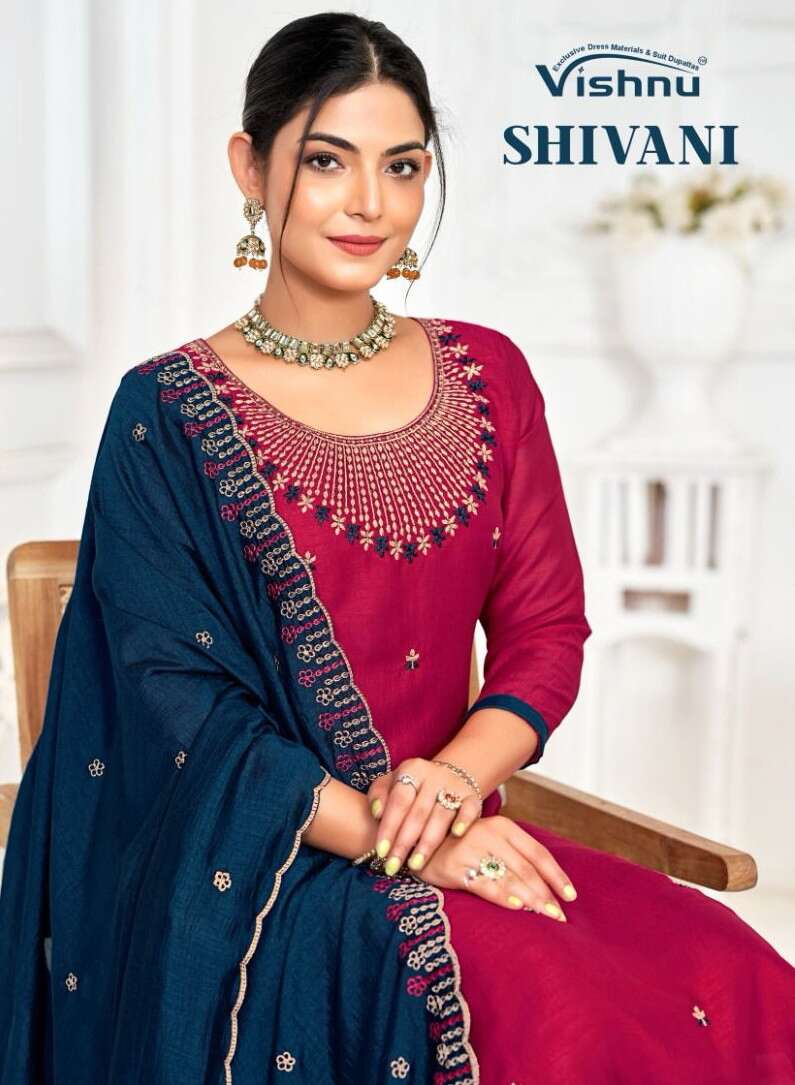 Vishnu Shivani Vichitra Silk Designer Dress Material Collection