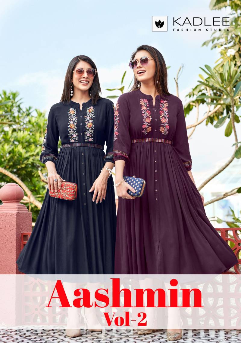 Kadlee Aashmin Vol 2 Wrinkle Hand Work Kurti Collection