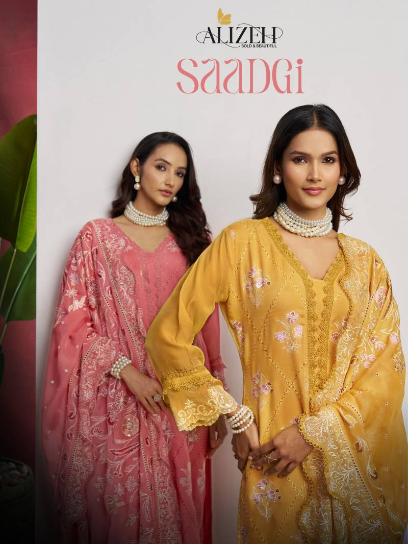 Alizeh Saadgi Organza Designer Suits Collection