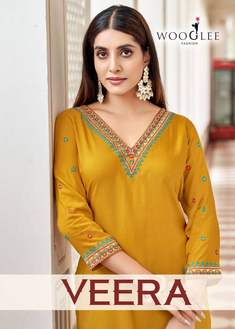 Wooglee Veera Rayon Handwork Designer Kurti Collection