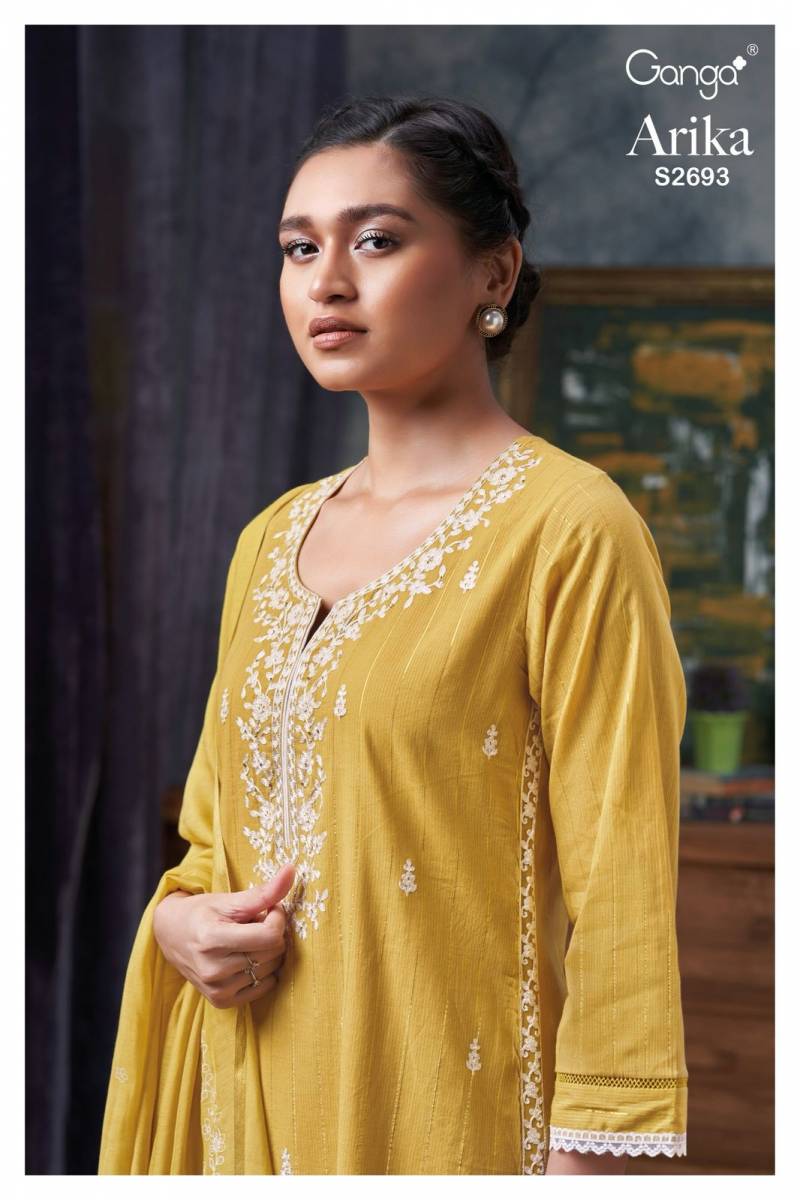 Ganga Arika Cotton Embroidered Salwar Suits Collection