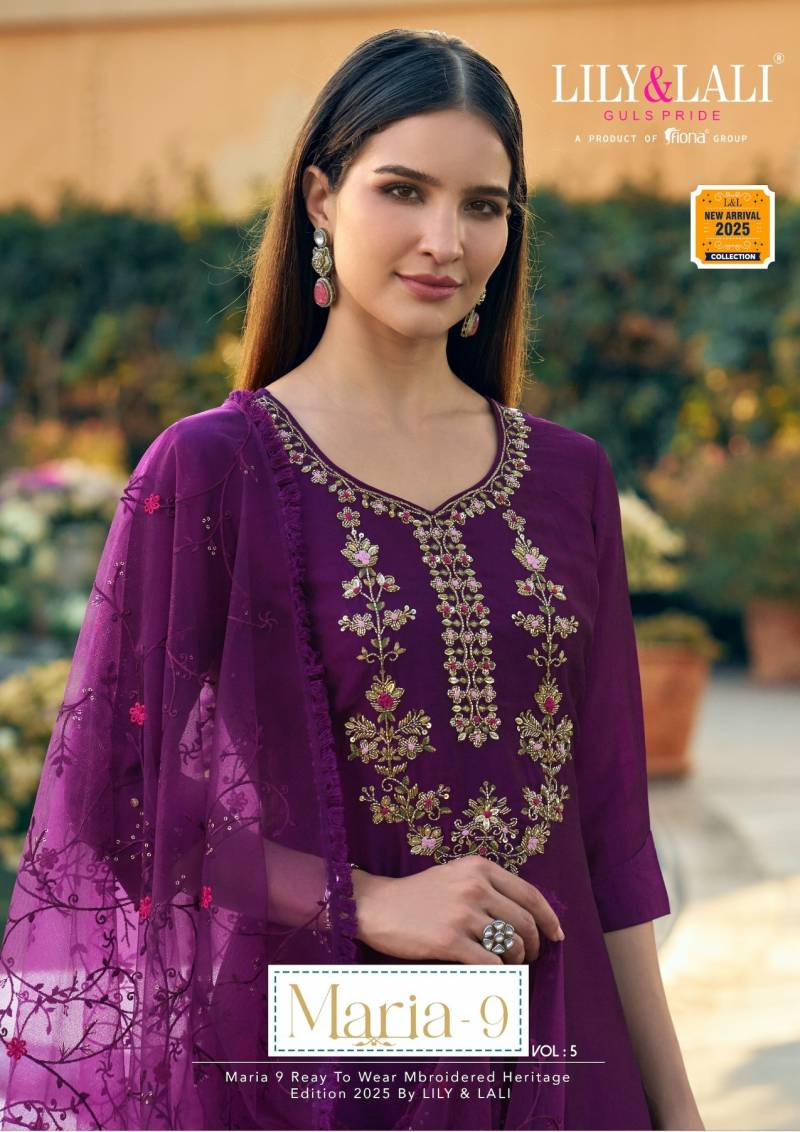 Lily And Lali Maria 9 Vol 5 Embroidery Kurti Bottom With Dupatta