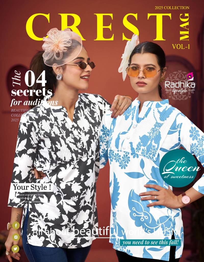 Radhika Crest Vol 1 Printed Short Top Collection
