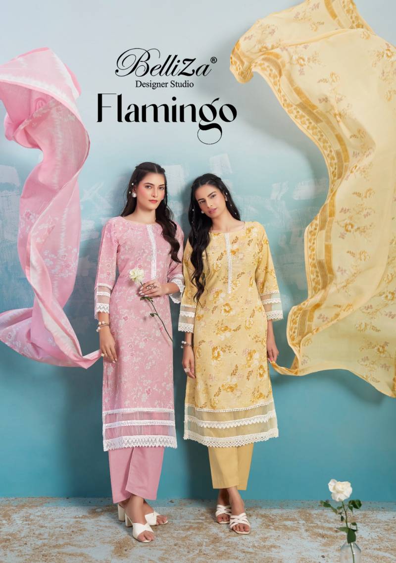Belliza Flamingo Cotton Dress Material Collection
