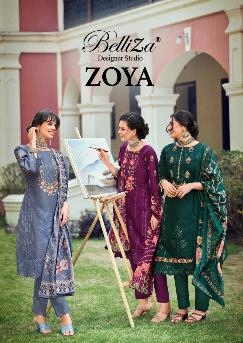 Belliza Zoya Cotton Embroidered Dress Material Collection