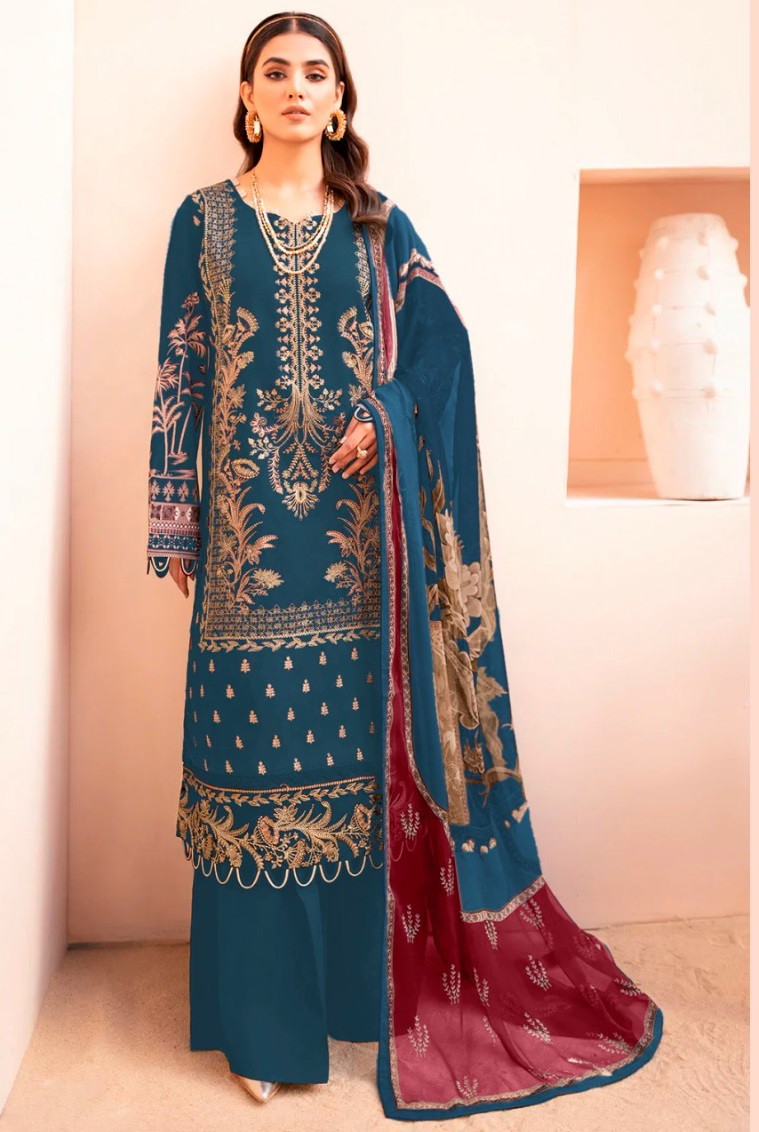 Taj 577 To 579 Pakistani Suits Chiffon Dupatta