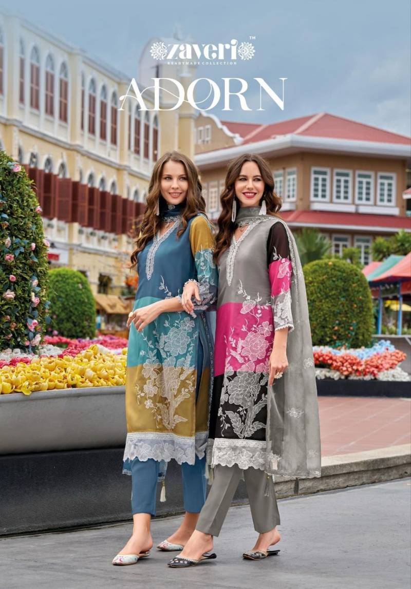 Zaveri Adorn Soft Organza Printed Kurti Pant With Dupatta
