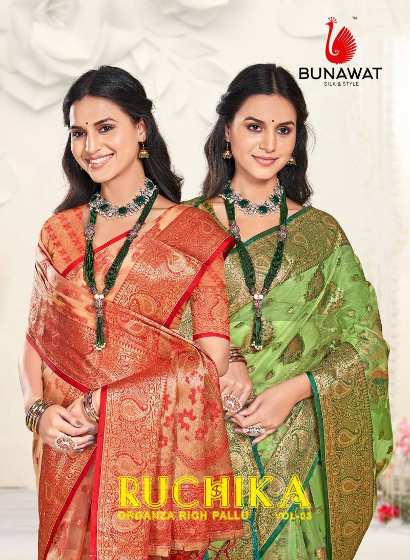 Bunawat Ruchika Vol 3 Wedding Wear Organza Sarees Collection