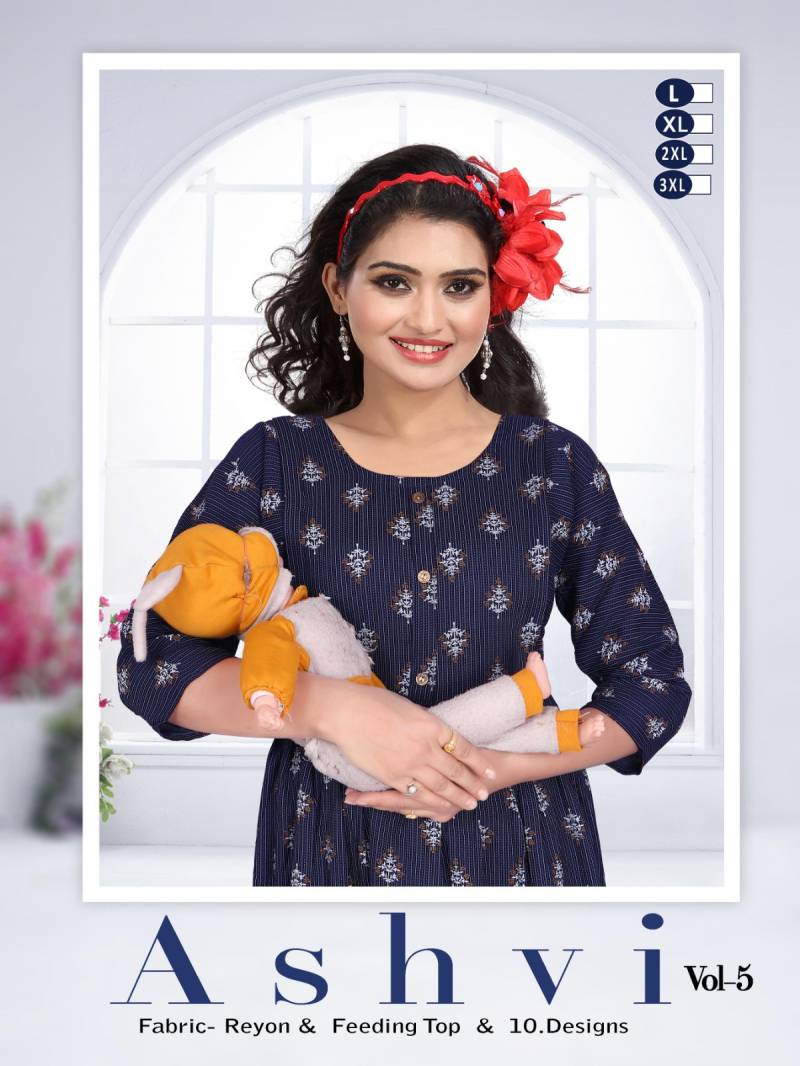 Beauty Queen Ashvi Vol 5 Feeding Printed Kurtis Collection