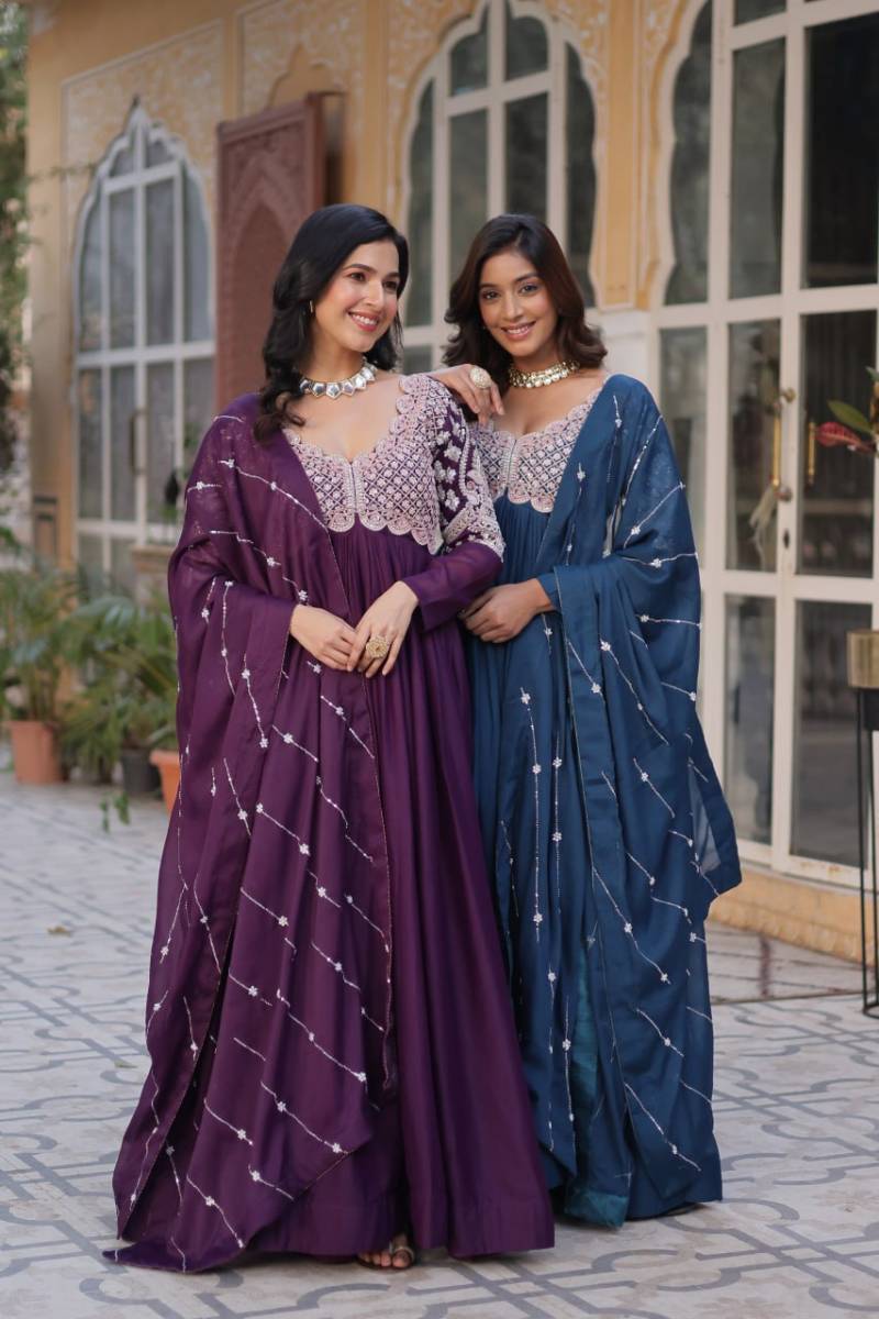 Luna Vol 18 Festive Wear Embroidered Gown With Dupatta