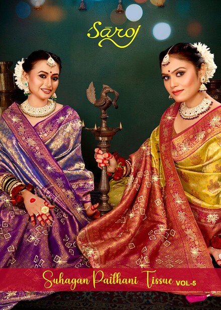Saroj Suhagan Paithani Tissue Vol 5 Silk Saree Collection