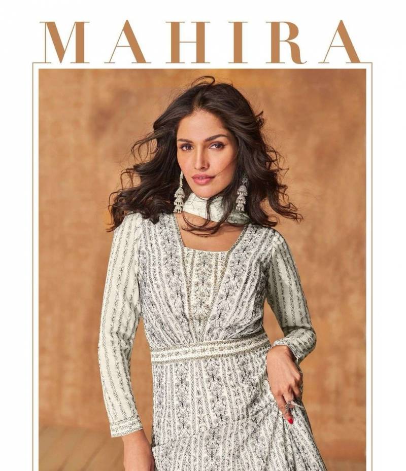Mahira 5414 And 5415 Embroidered Gown With Dupatta