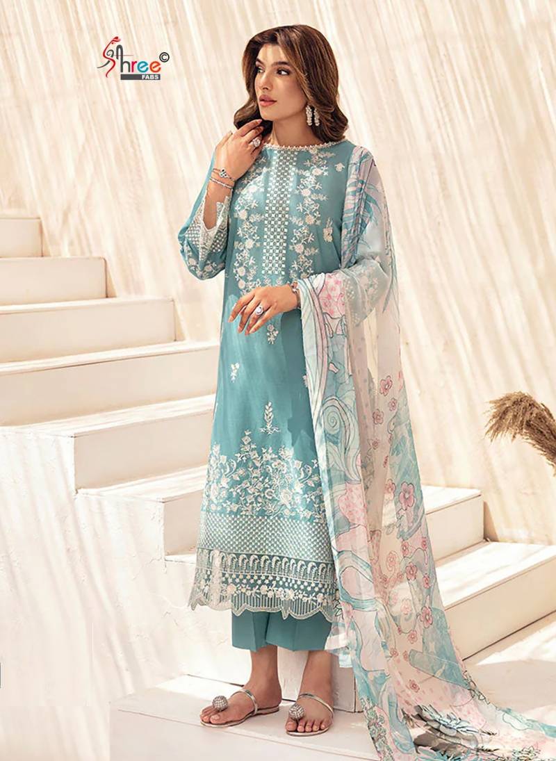 Shree Ombre Lawn Collection 25 Vol 3 Pakistani Suits Chiffon Dupatta