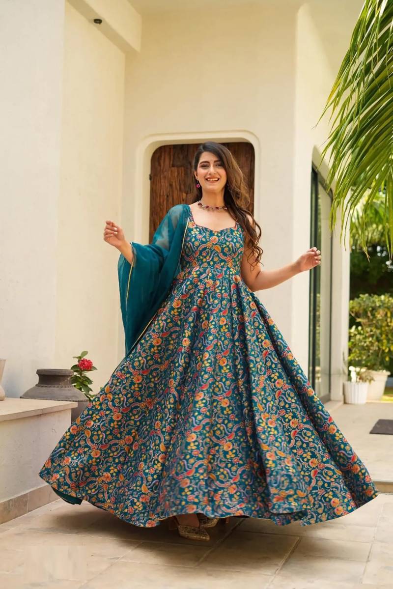 Lucaya Vol 23 Silk Printed Gown With Dupatta Collection