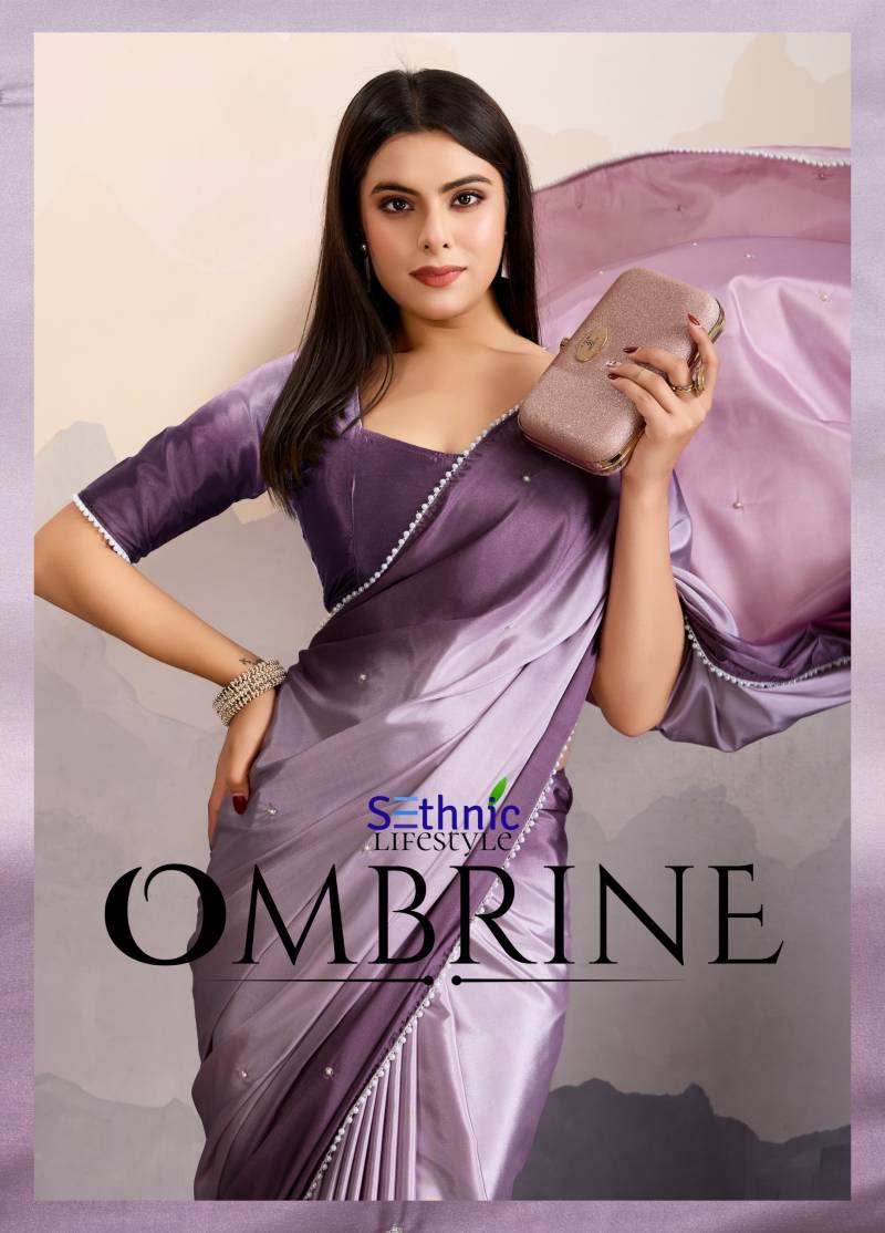Sethnic Ombrine Crepe Satin Silk Party Wear Saree Collection