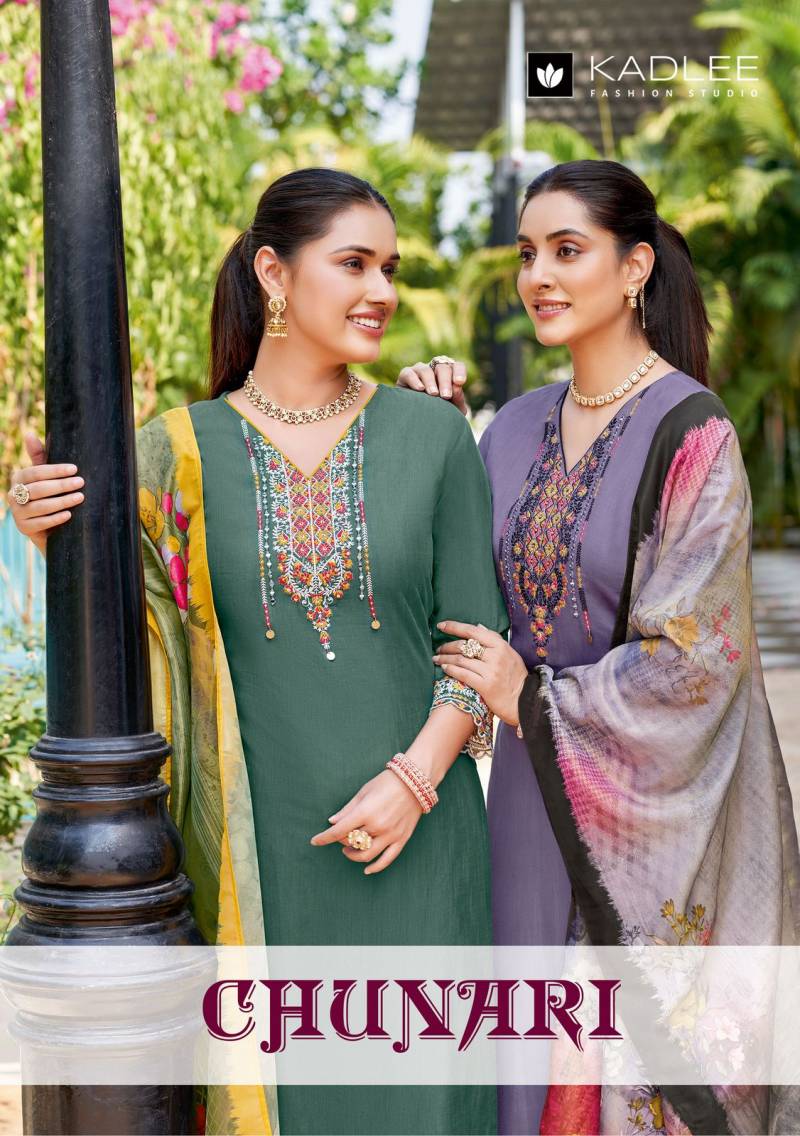 Kadlee Chunari Handwork Designer Kurti Bottom With Dupatta