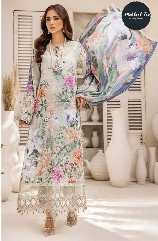 Mehboob Tex 1527 And 1529 Pakistani Suits Cotton Dupatta