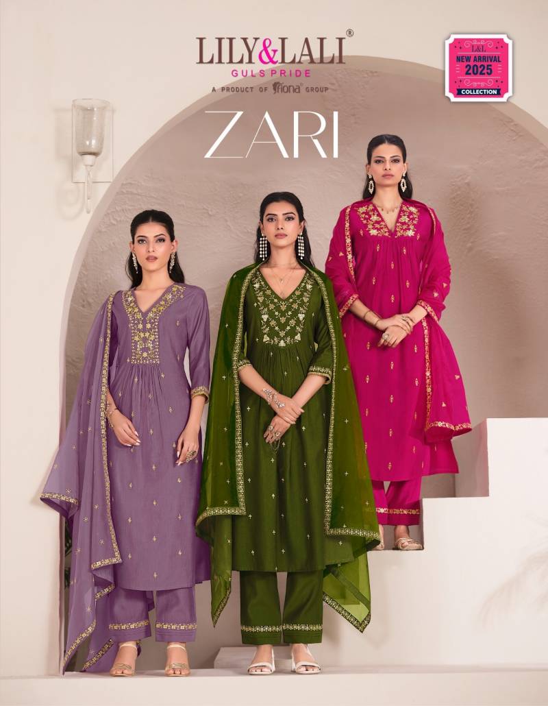 Lily And Lali Zari Viscose Designer Kurti Bottom With Dupatta Collection