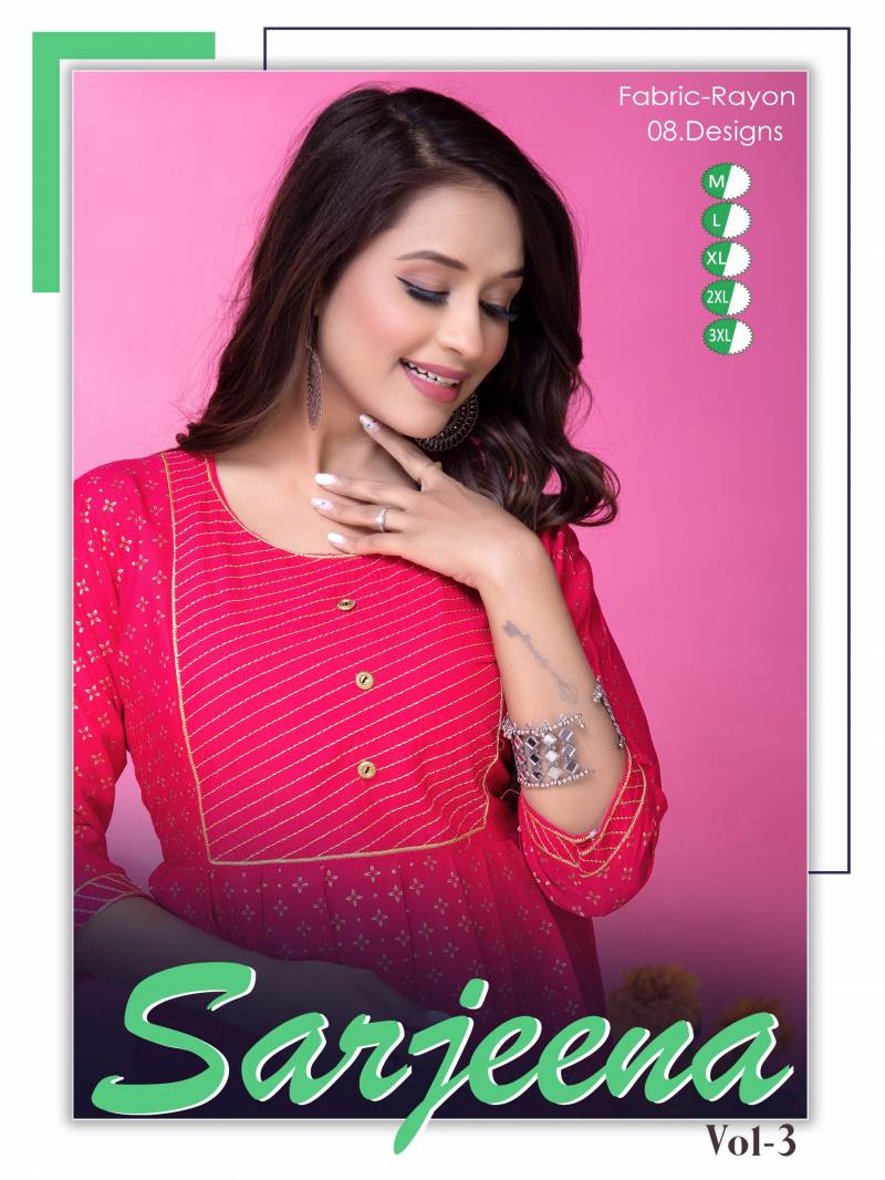 Golden Sarjeena Vol 3 Printed Long Kurtis Collection