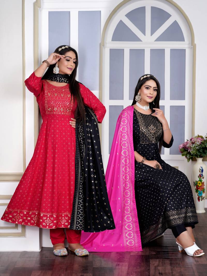 Akira Plus Vol 1 Foil Printed Anarkali Kurti Pant With Dupatta Collection