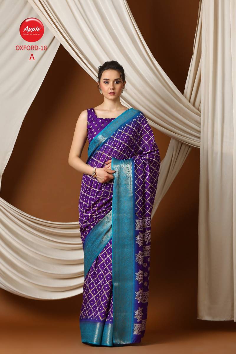 Apple Oxford 18 Printed Silk Saree Collection