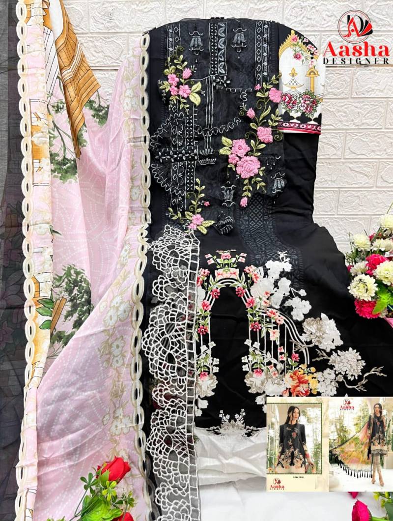 Aasha 1148 Pakistani Salwar Kameez Chiffon Dupatta