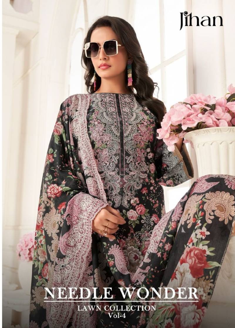 Jihan Needle Wonder Vol 4 Pakistani Suits Cotton Dupatta