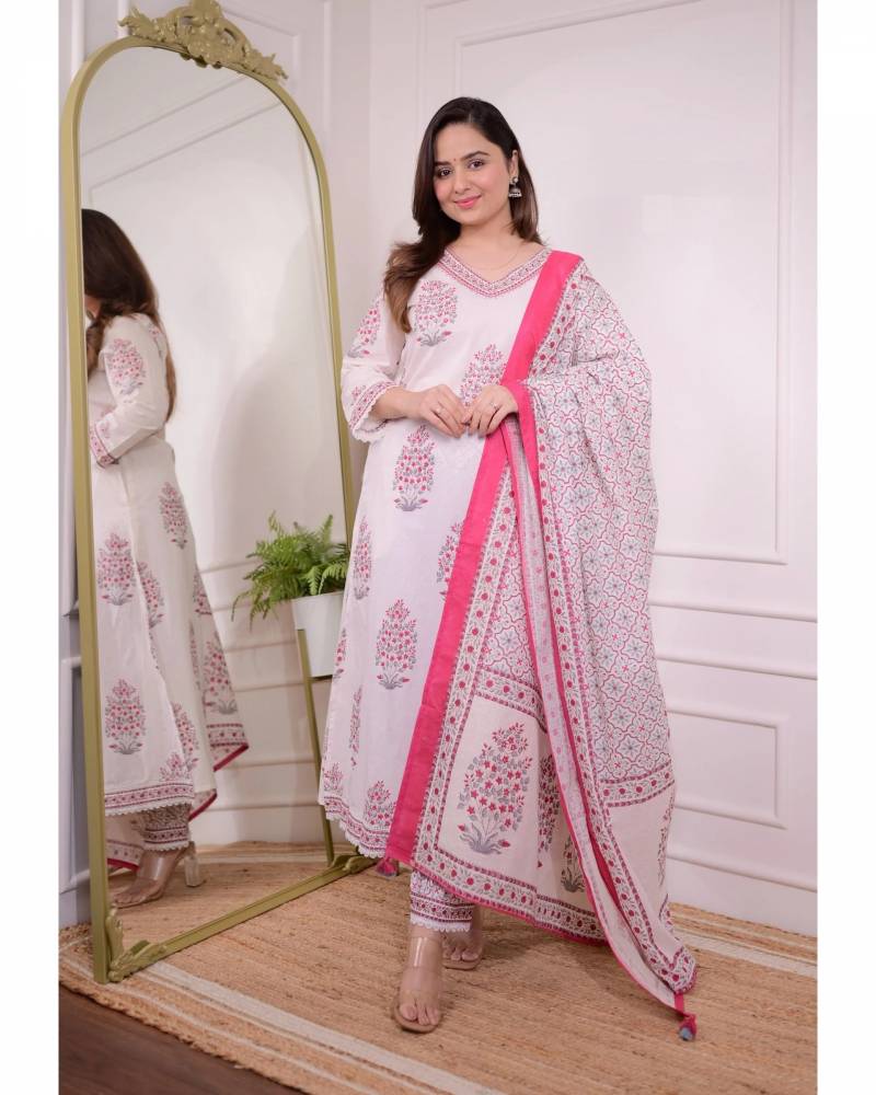 Dhruvi 269 Cotton Printed Kurti Bottom With Dupatta