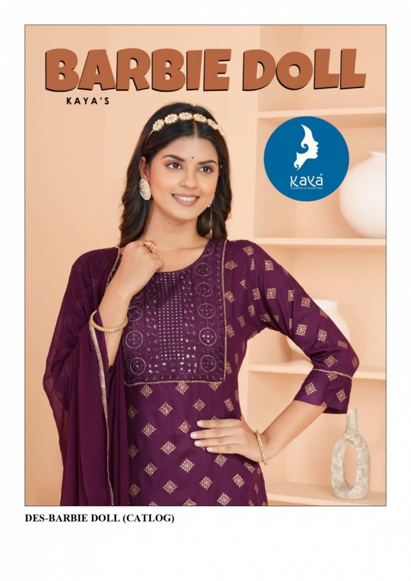 Kaya Barbie Doll Printed Kurti Bottom With Dupatta
