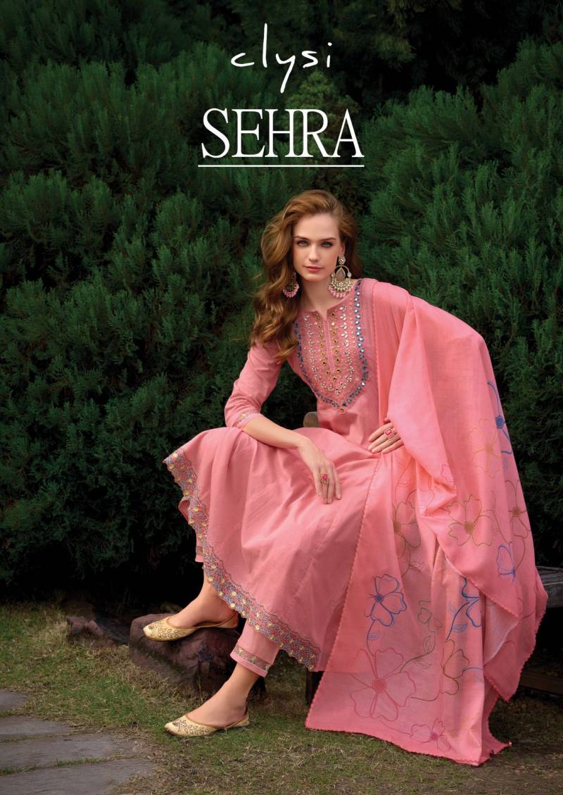 Clysi Sehra Cotton Anarkali Kurti Bottom With Dupatta Collection