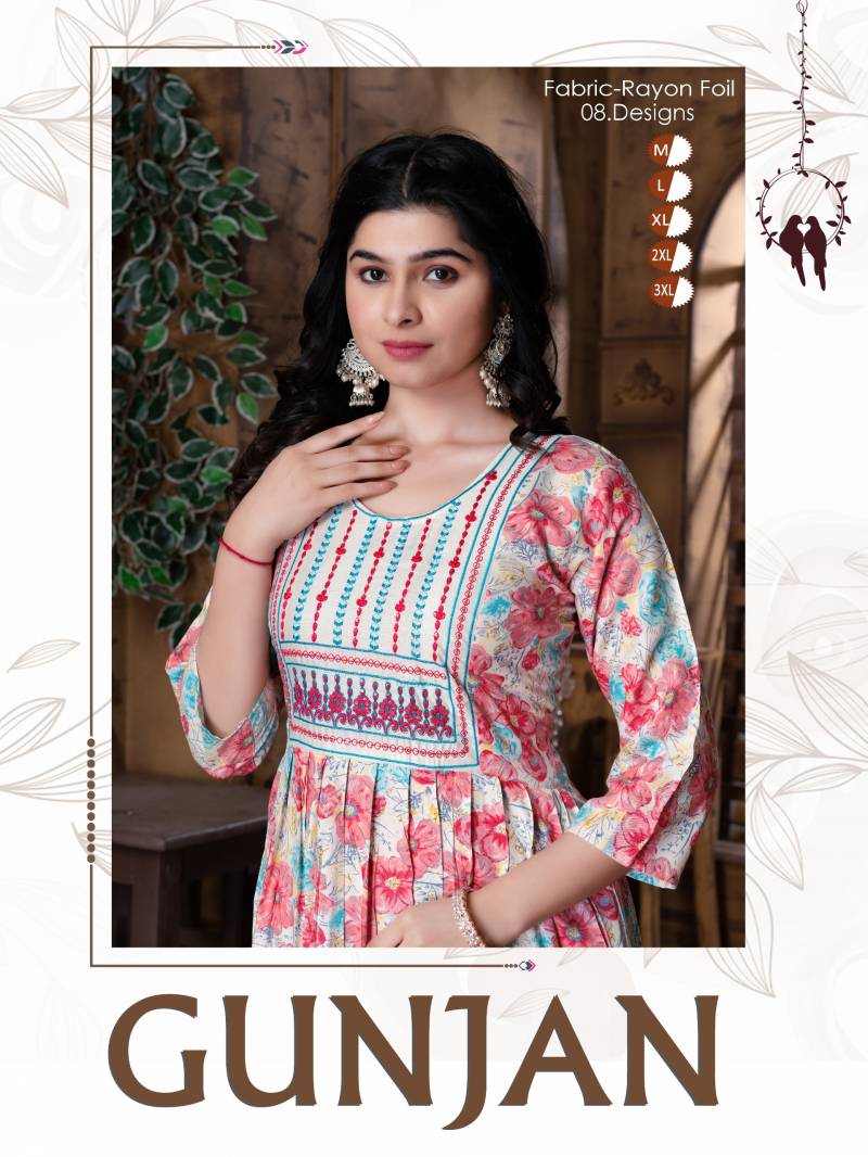 Beauty Gunjan Rayon Procian Fancy Printed Kurtis Collection