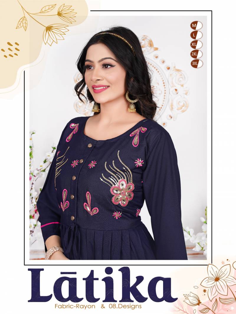 Trendy Latika Embroidered Daily Wear Kurtis Collection