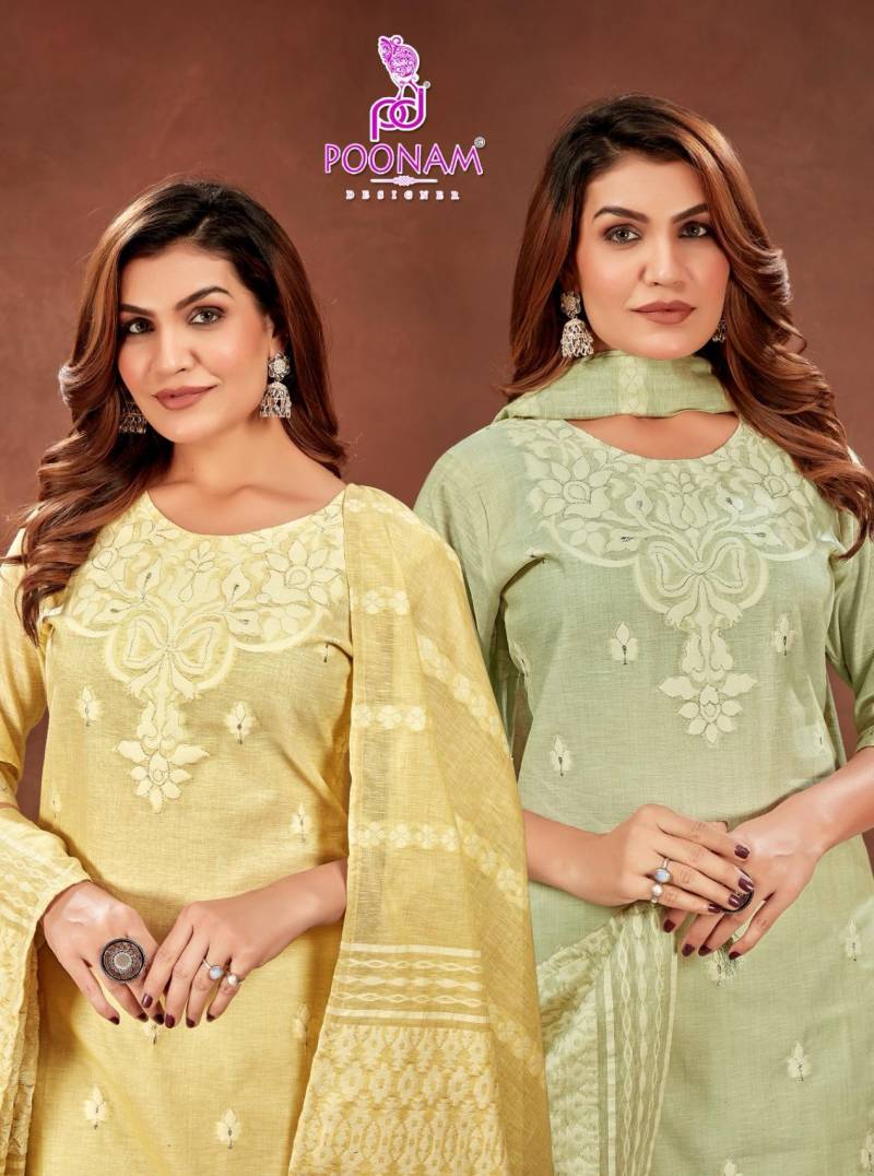 Poonam Cotton Candy Handwork Kurti Bottom With Dupatta