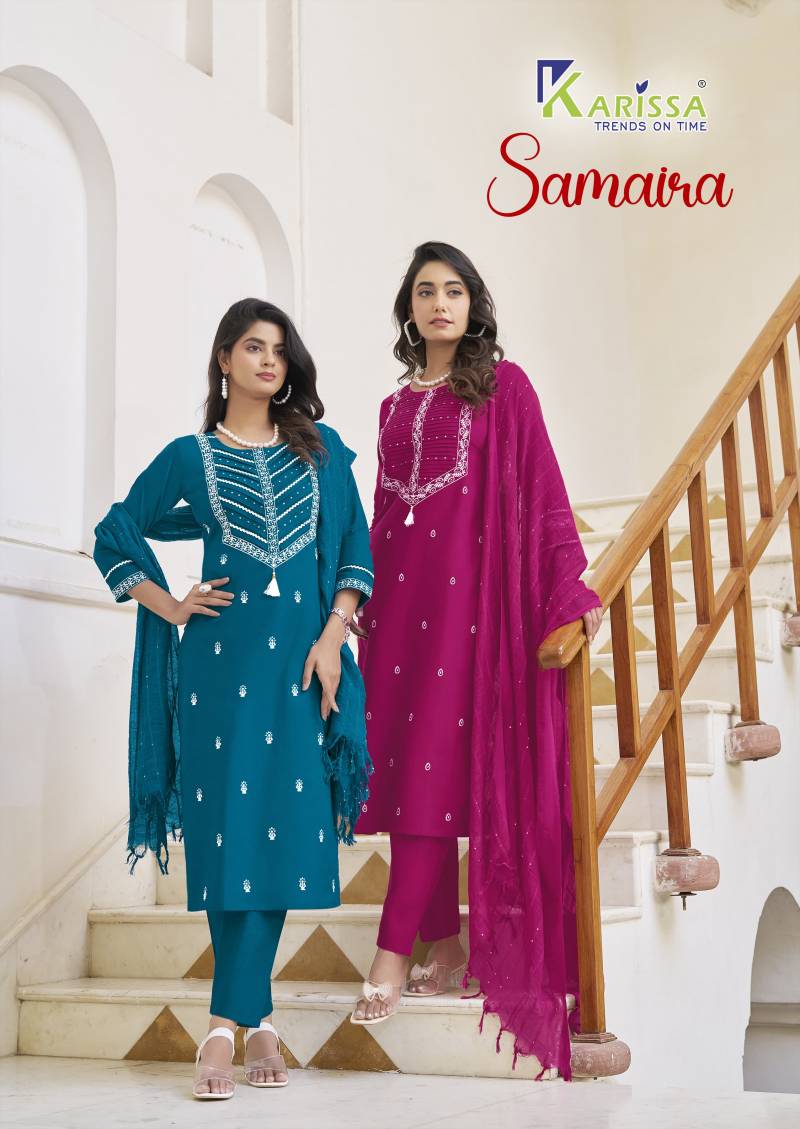 Karissa Samaira Thread Work Kurti Bottom With Dupatta