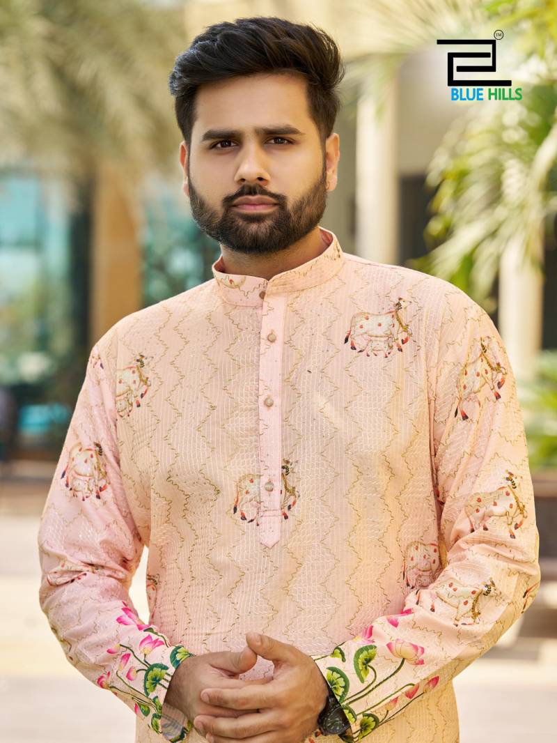 Blue Hills Paarv Festive Wear Mens Kurta With Pyjama
