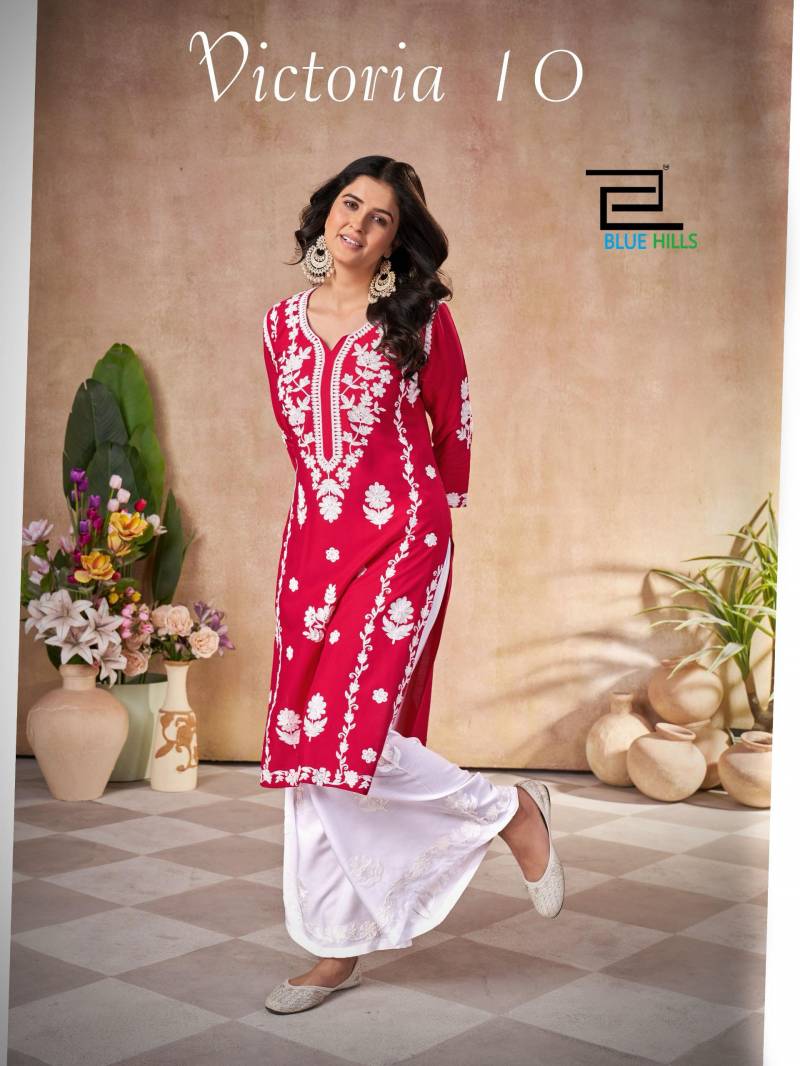 Blue Hills Victoria 10 Thread Work Kurti With Plazzo Collection